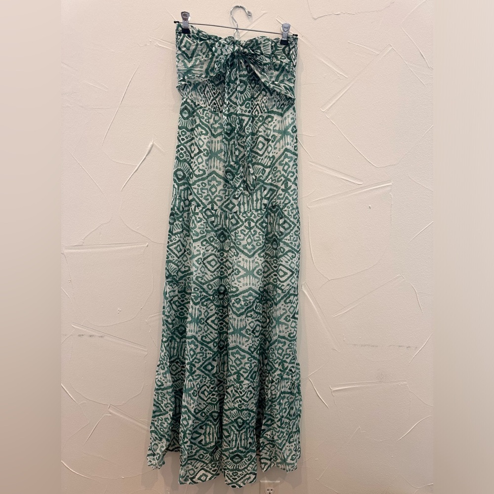 Aakaa Printed Tie Front Maxi Dress In Kelly Green